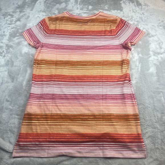 NWT L.L.Bean Women's S Reg Everyday SunSmart Tee Pink Orange Striped UPF 50 - Picture 7 of 7